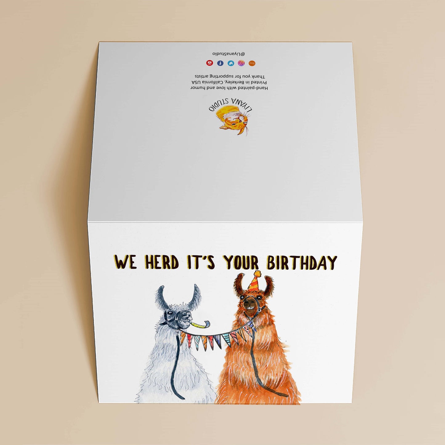Llamas Couple Funny Birthday Card For Friend - We Herd It's Your Birthday