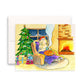 Cozy Warm Dog Sleepy Cat on Laps Hot Tea Fireplace Christmas Tree Christmas Eve Snow Watercolor Winter Holiday Funny Cute Greeting Card