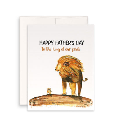 Lion Dad And Baby Cub Fathers Day Card From Kid - To The King Of Our Pride - Personalized Fathers Day Gift From Wife