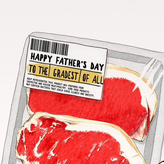 Prime Steak Fathers Day Card Funny - Barbecue Meat Lover Grill Dad Card From Daughter