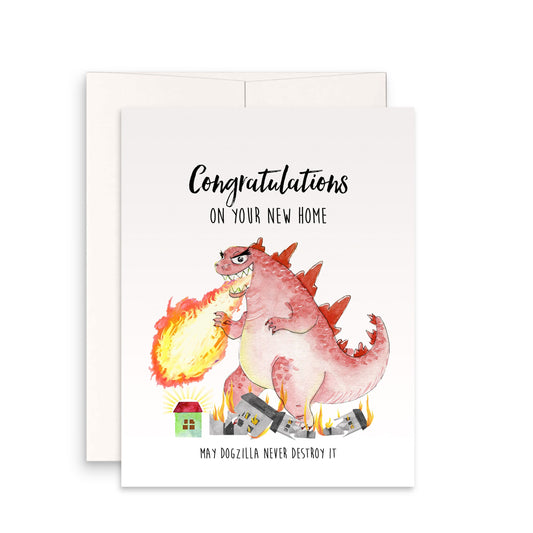 Godzilla Funny Housewarming Card For Friends, Funny New Home Cards For Him, First Homeowner Gifts For Couple, Moving House Congrats For Her