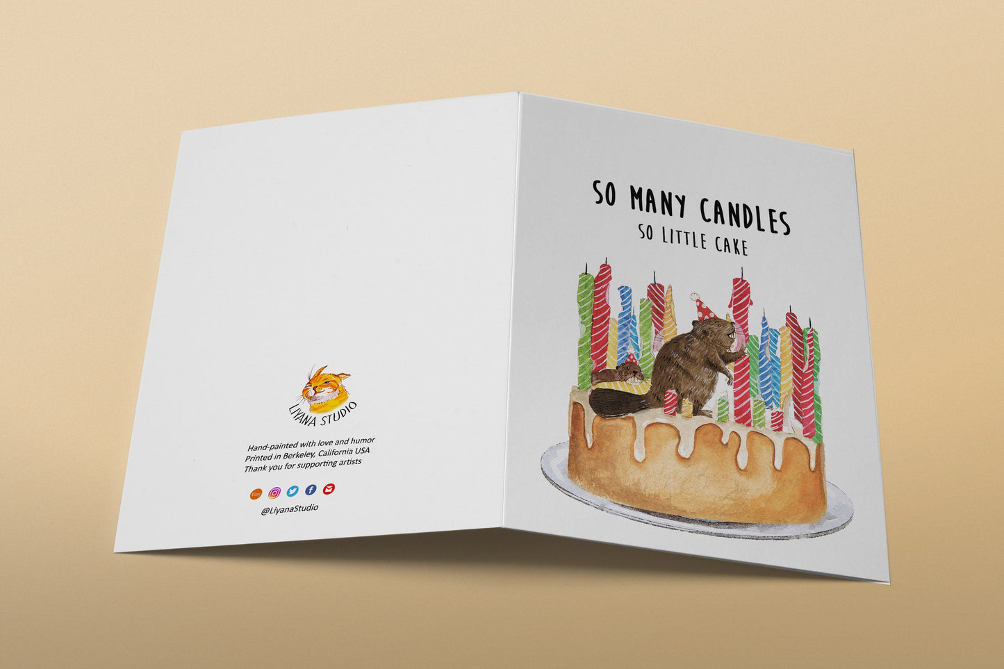 Damn So Many Candles So Little Cake Funny Beaver Birthday Card For Dad, Getting Old Birthday Cards For Best Friend, 40th 50th Birthday Cake