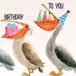 Pelican Birds Birthday Card