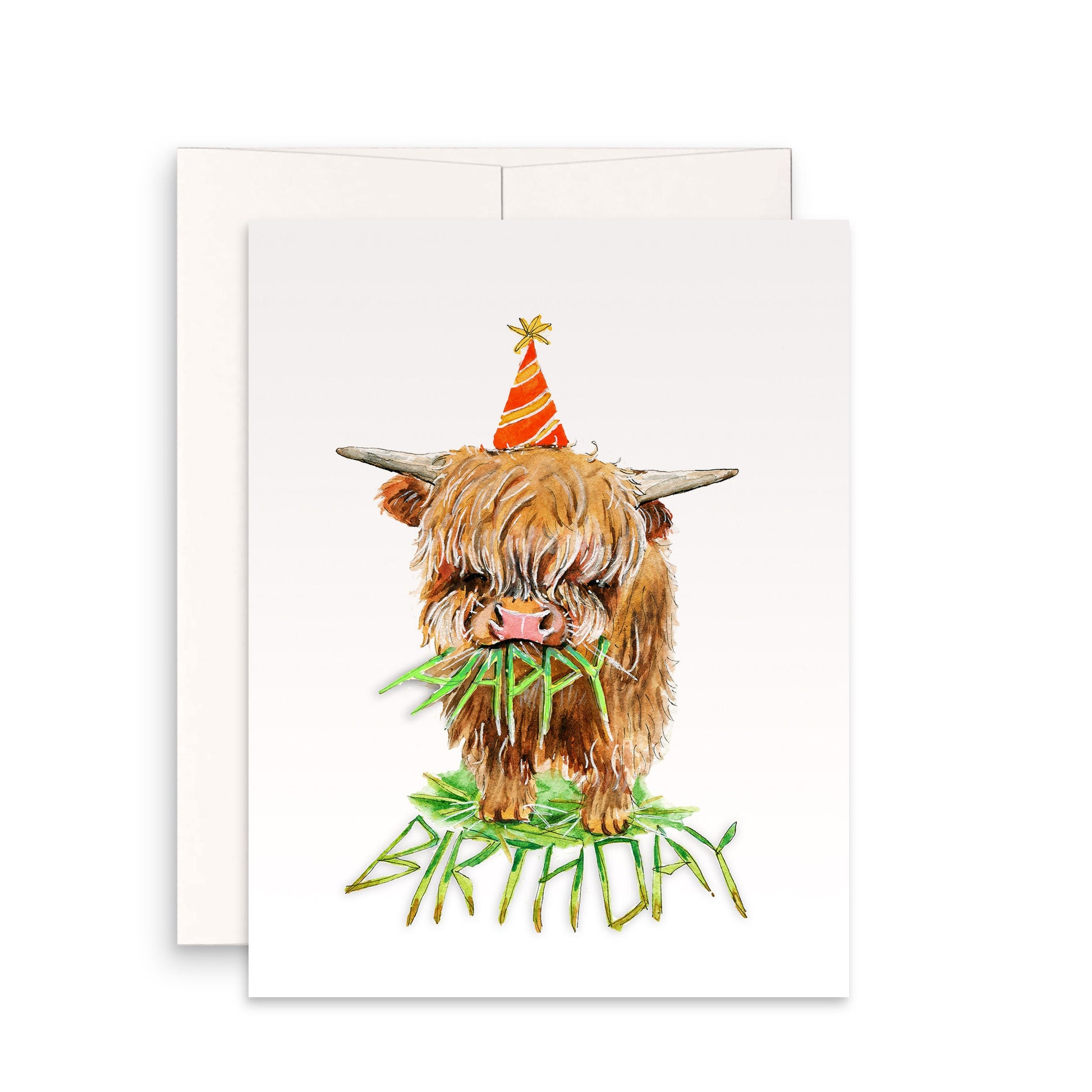 Highland Cow Vegan Birthday Card Funny - Favorite Herbivore Vegetarian Birthday Cards For Best Friend