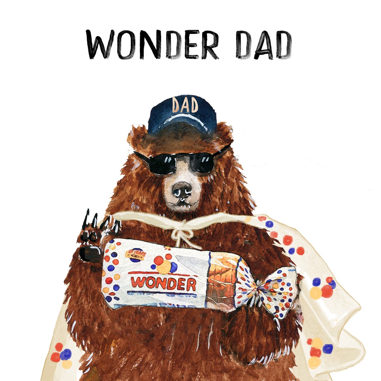 Funny Father's Day Card - Wonder Dad Birthday Card - Grizzly Bear Dad Joke