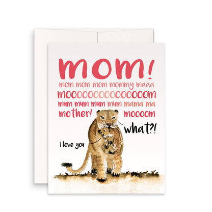 Lion Funny Mothers Day Card From Daughter - Lions Mom And Baby Birthday Card For Mom