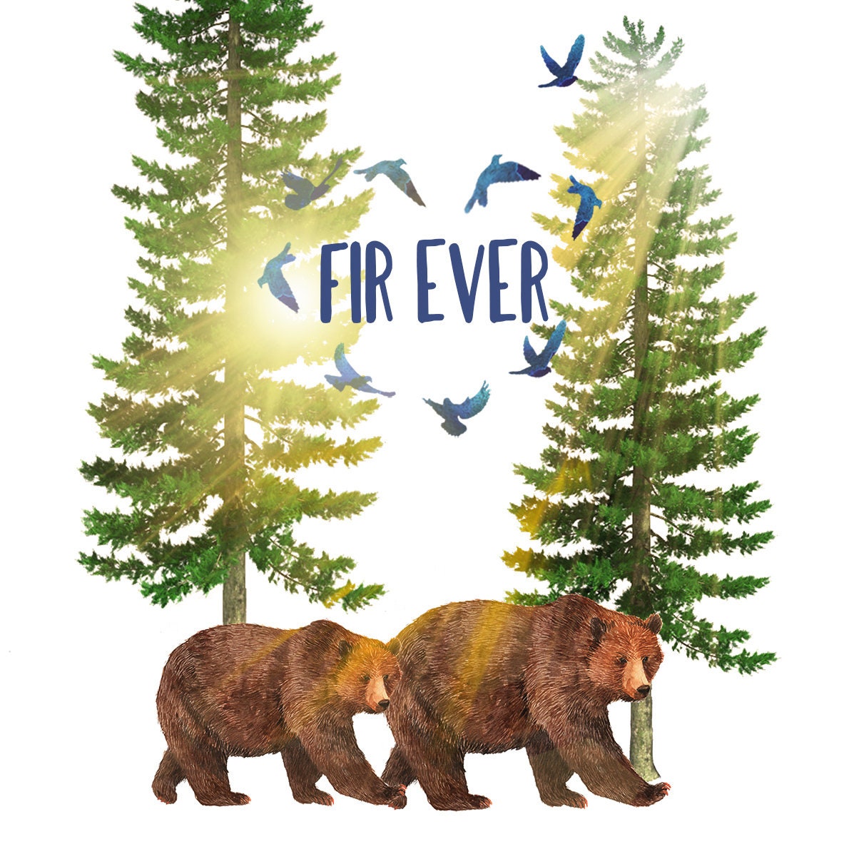 Bear Couple Fir-Ever Wood Anniversary Card For Husband - Love Forever Adventure - 5th Anniversary Gift For Him