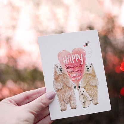 Polar Bear Couple Cotton Anniversary Card For Husband - Cotton Candy 2 Years Sweetness - 2nd Anniversary Gift For Boyfriend