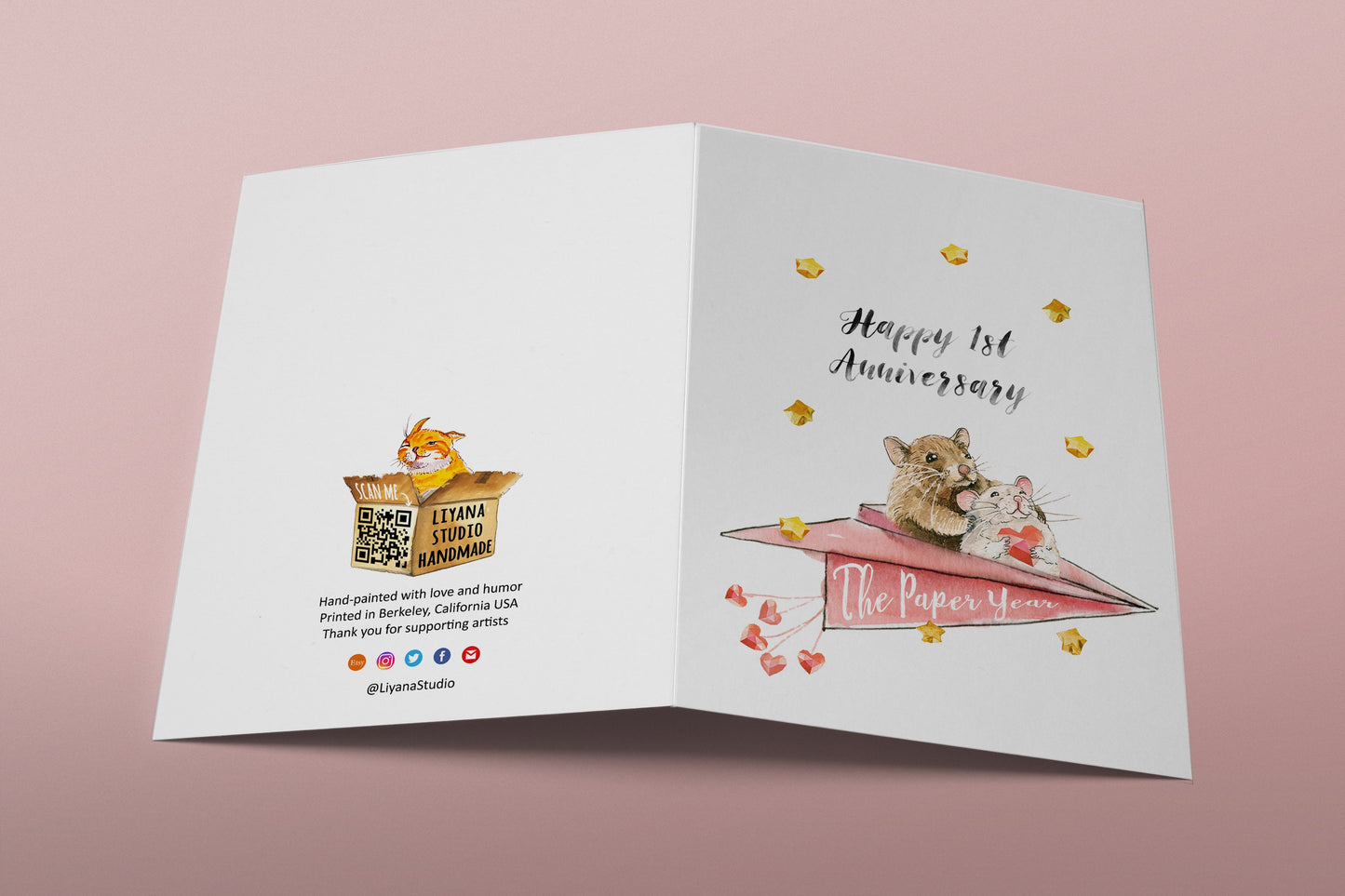 Mouse Couple Paper Anniversary Card For Husband - 1st Anniversary Gift For Boyfriend