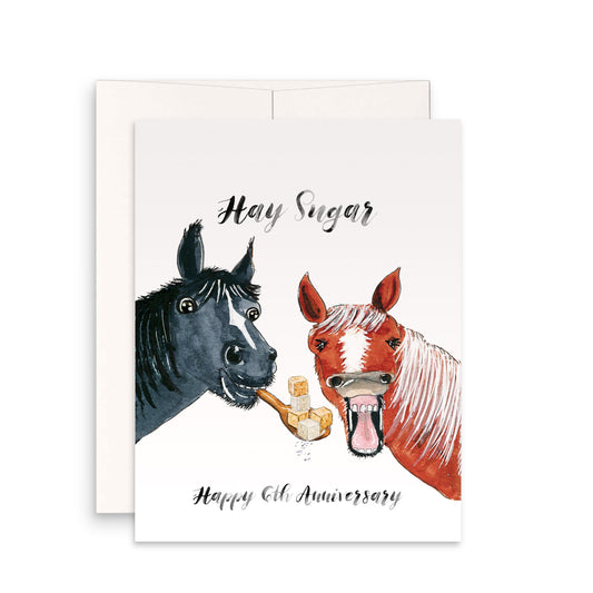 Horse Couple 6 Years Sugar Anniversary Card For Husband - Funny 6th Anniversary Cards For Him