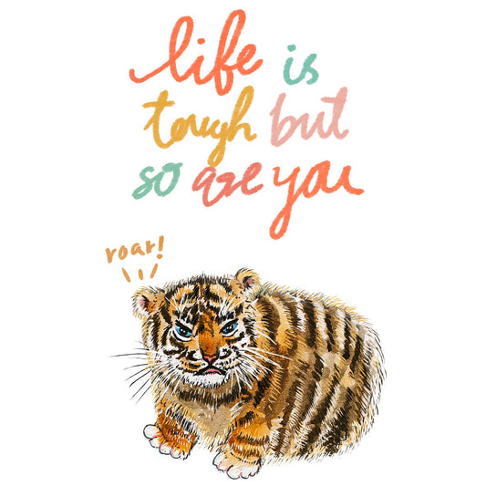 Funny Encouragement Cards For Her - Tiger Go Get Them - Positivity Affirmation Card