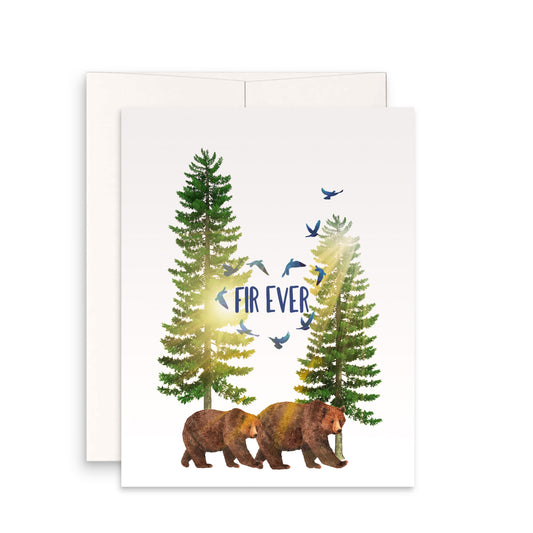 Bear Couple Fir-Ever Wood Anniversary Card For Husband - Love Forever Adventure - 5th Anniversary Gift For Him