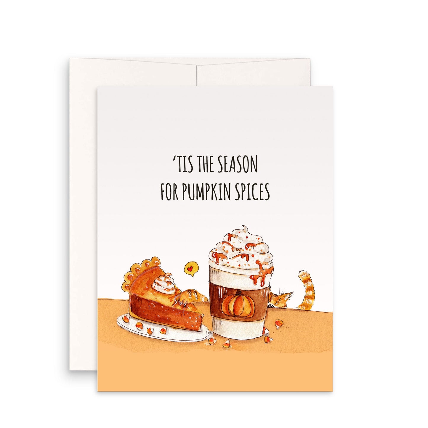 Happy Thanksgiving Card From Orange Cat - Funny Fall Holiday Cards Set - Tis the Season For Pumpkin Spice