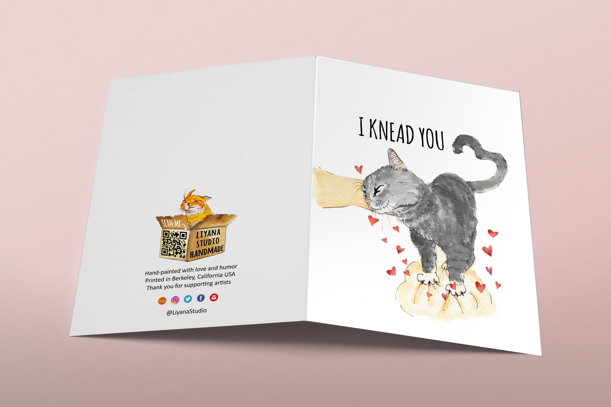 Cat Anniversary Card For Boyfriend - I Knead You I Love Card For Husband