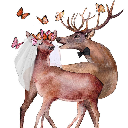 Deers Couple Wedding Cards Funny Puns - Deerly Beloved - Wedding Anniversary Cards For Husband