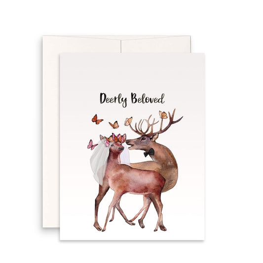 Deers Couple Wedding Cards Funny Puns - Deerly Beloved - Wedding Anniversary Cards For Husband