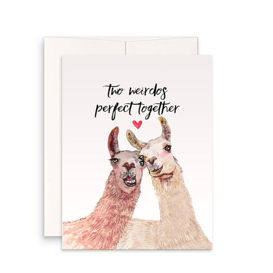 Llamas Funny Wedding Card For Friends - Two Weirdos Alpacas - Engagement Congratulations Cards For Bride And Groom - Funny Anniversary Card