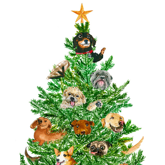 Dog Christmas Card Funny - Dogs Christmas Tree Ornaments - Dachshund Corgi Labrador Retriever Pug Pitbull Dog Lovers