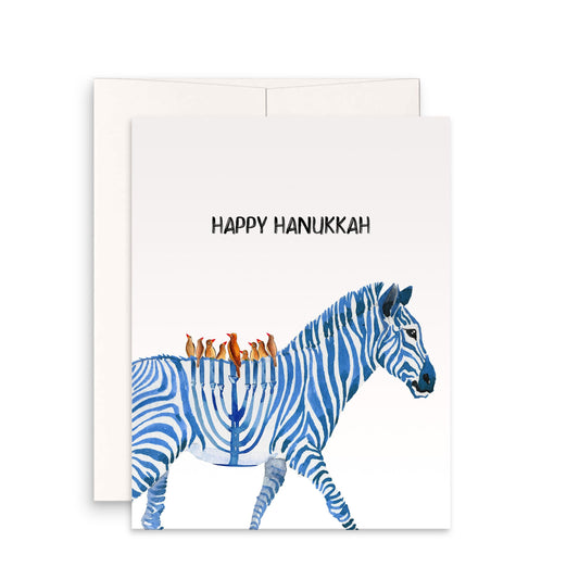 Zebra Menorah Hanukkah Cards Set - Unique Chanukah Art