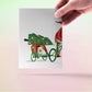 Cycling Funny Christmas Cards For Kids - Santa Claus Bike Tailer Xmas Tree - Cute White Dog Bichon Frise