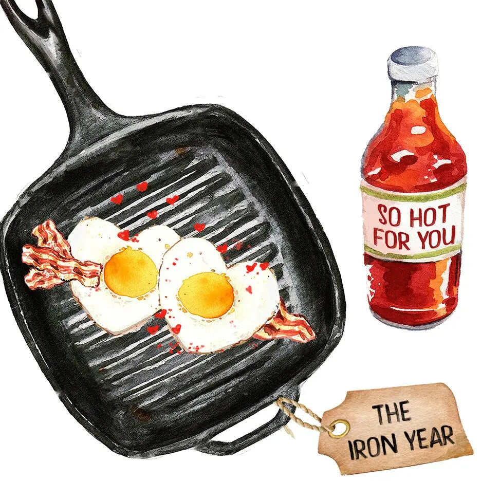 6th Iron Anniversary Card For Husband - Cast Iron Gifts - Funny Anniversary Cards For Him