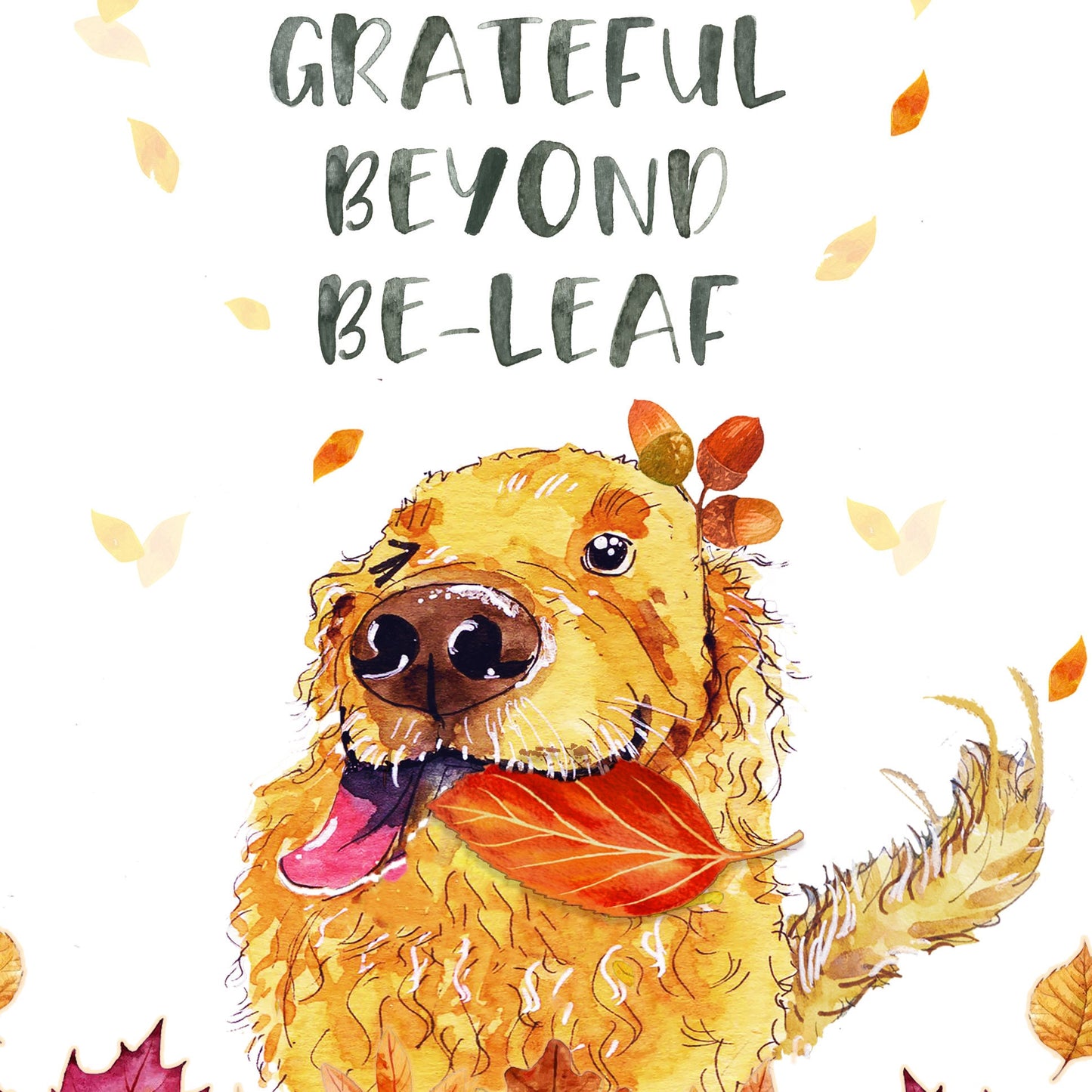 Grateful Golden Retriever Dog Thanksgiving Card For Friends - Thank You Cards - Autumn Holiday Seasons Greetings