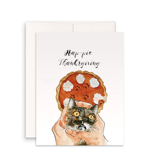 Tortoiseshell Cat Thanksgiving Cards Funny - Pumpkin Pie Fest - Fall Seasons Greeting Card Set