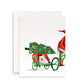 Cycling Funny Christmas Cards For Kids - Santa Claus Bike Tailer Xmas Tree - Cute White Dog Bichon Frise