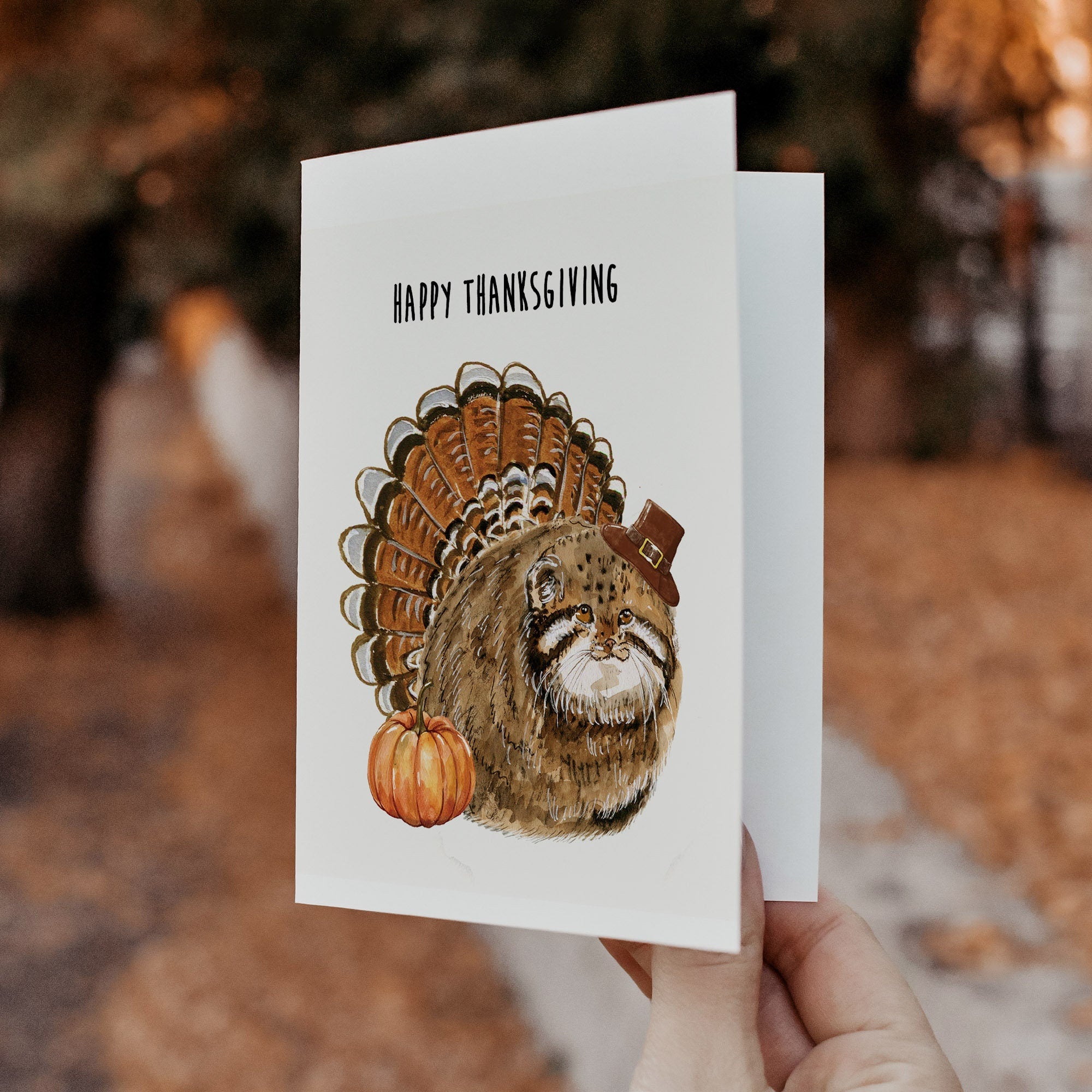 Funny Thanksgiving Card - Cat Wearing Turkey Hat "Why Do I Tolerate This" - RSVP