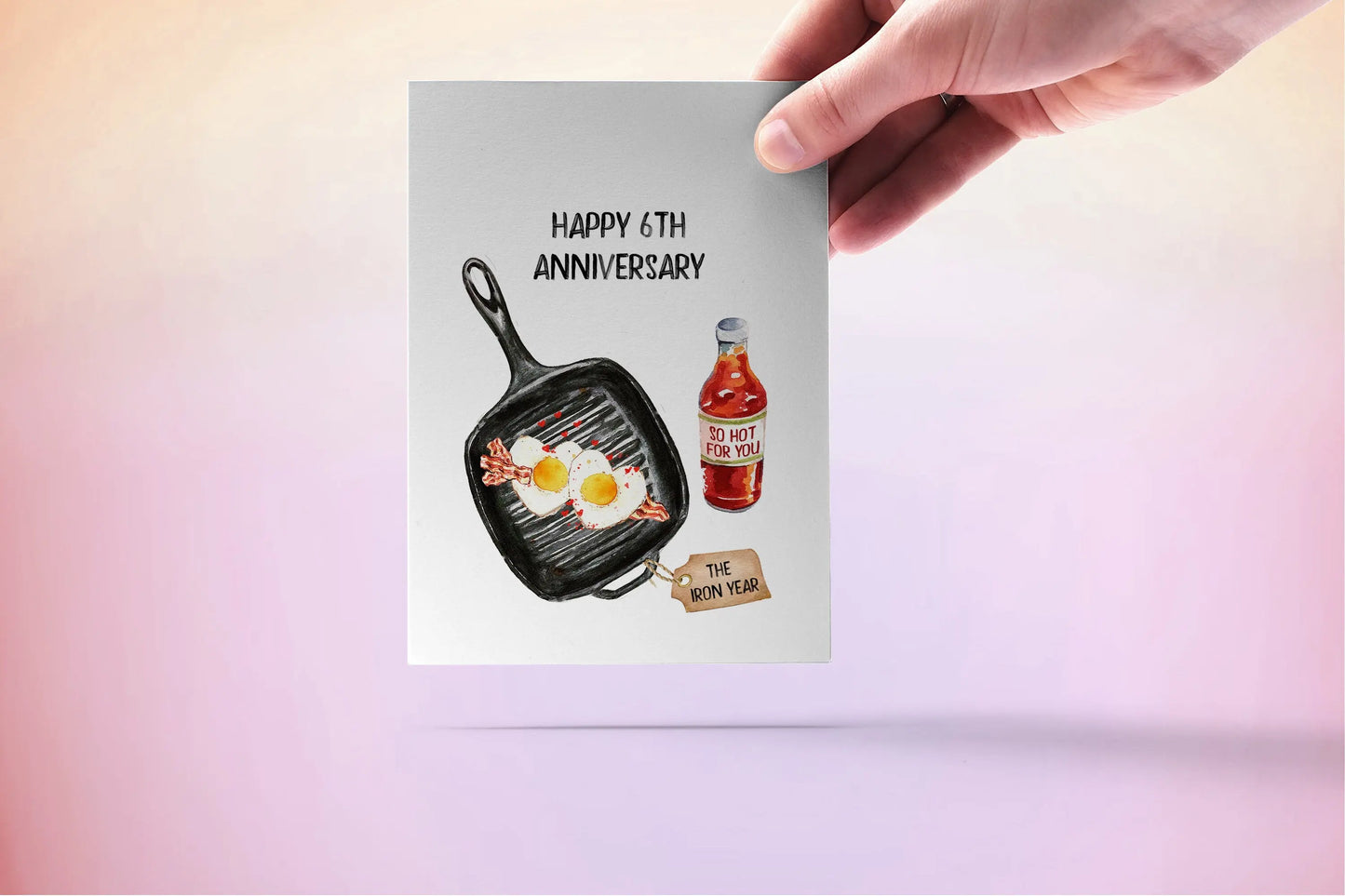6th Iron Anniversary Card For Husband - Cast Iron Gifts - Funny Anniversary Cards For Him