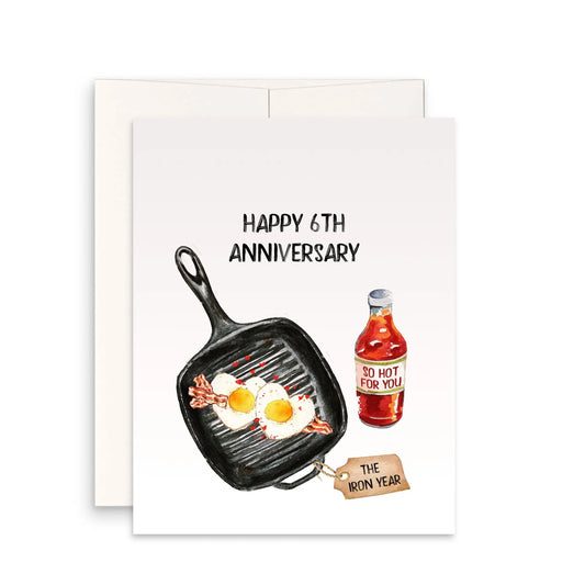 6th Iron Anniversary Card For Husband - Cast Iron Gifts - Funny Anniversary Cards For Him