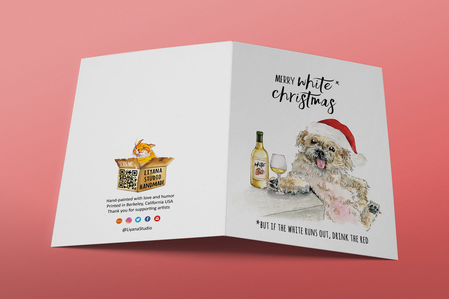 White Christmas Card Funny - Punny Holiday Wine Card For Friends