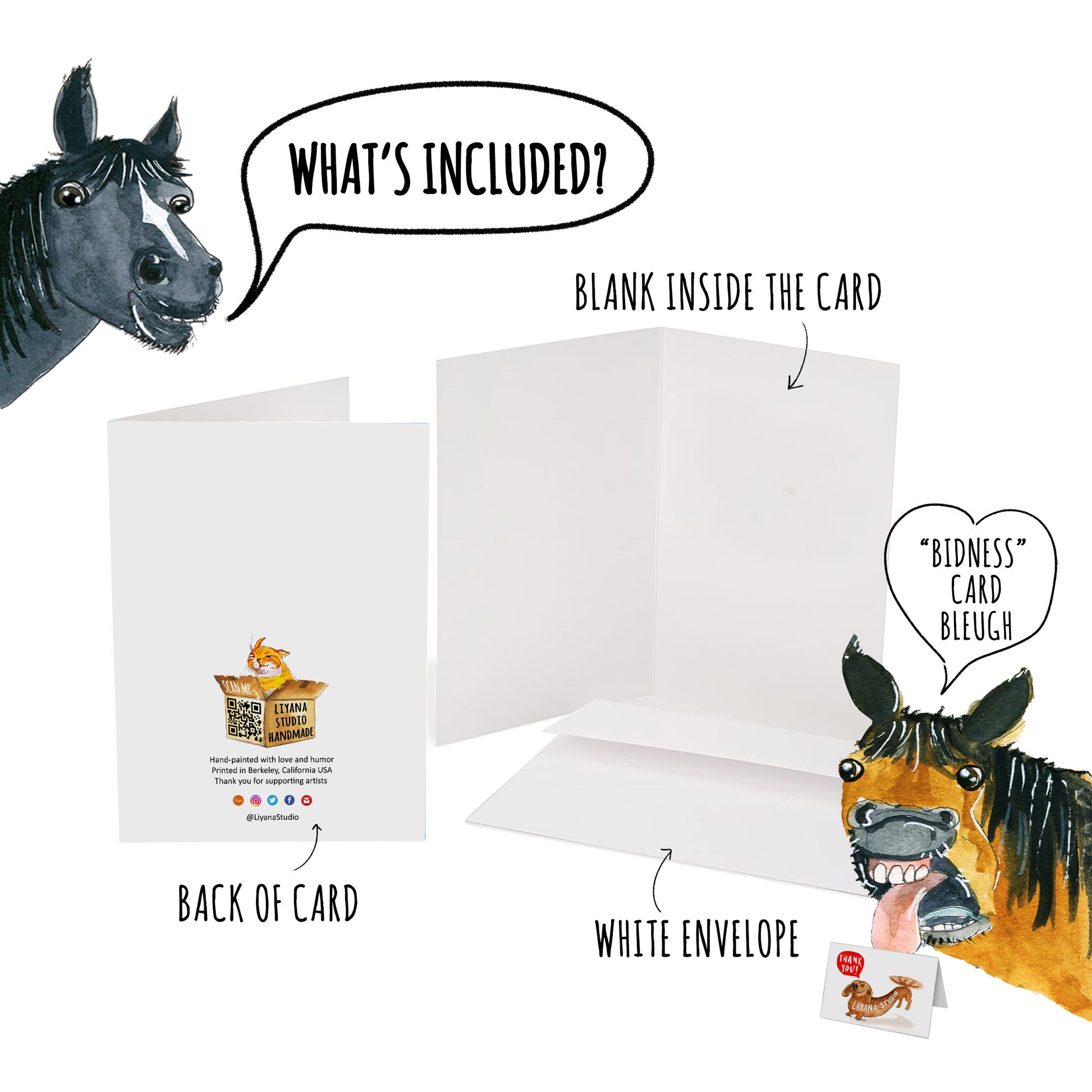 Animal Funny Hannukah Cards Set - Handmade Menorah Greeting Cards Pack - Unique Watercolor Chanukkah Arts Gift