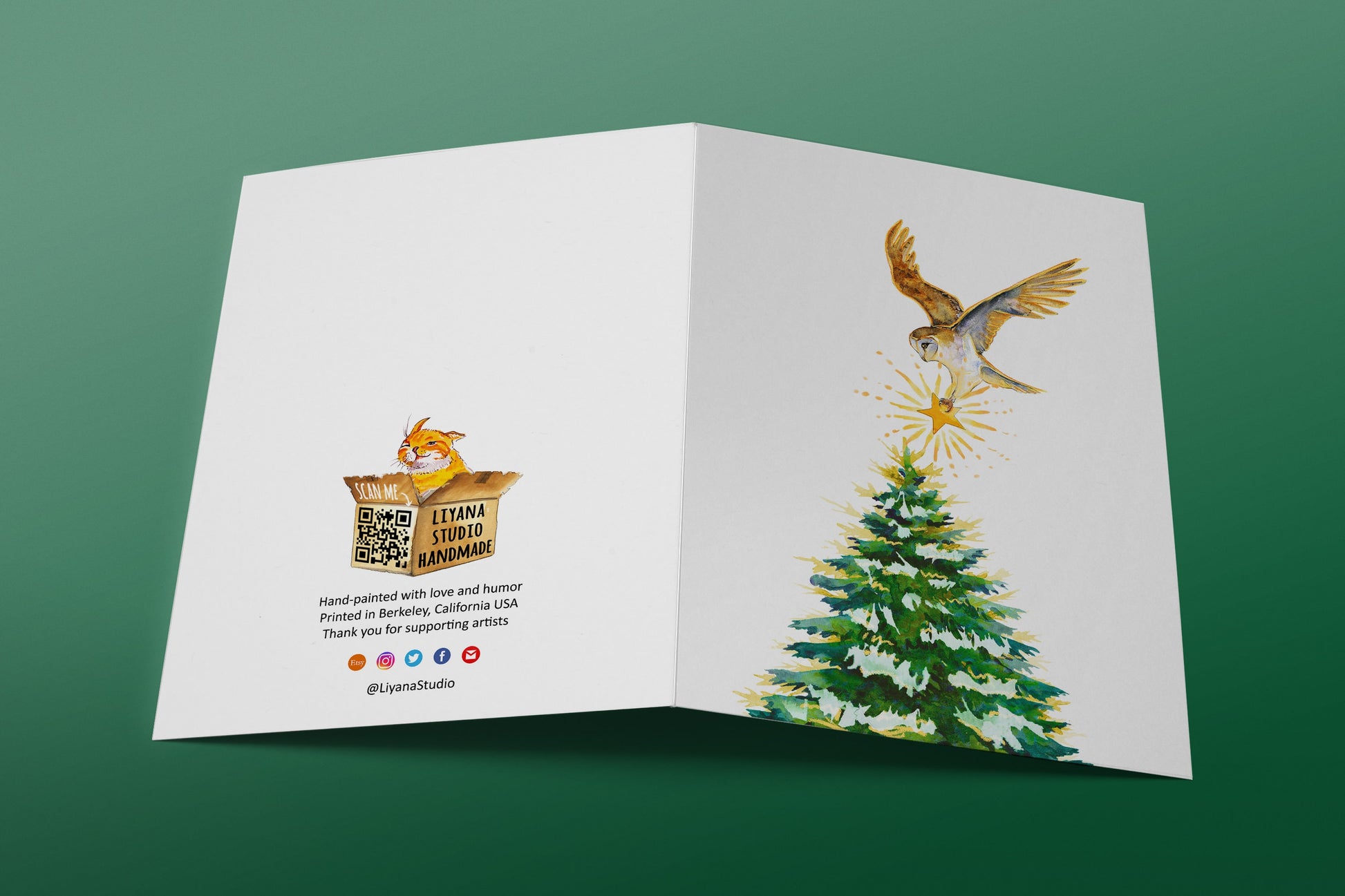 Owl in Moonlight Deluxe Boxed Holiday Cards Owl in Moonlight Deluxe Boxed Holiday Cards