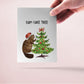 Beaver Funny Christmas Cards For Friends - Dam Fake Christmas Tree Gifts