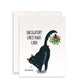 Funny Christmas Cards - Naughty Black Cat Mistletoe - Obligated Holiday Card