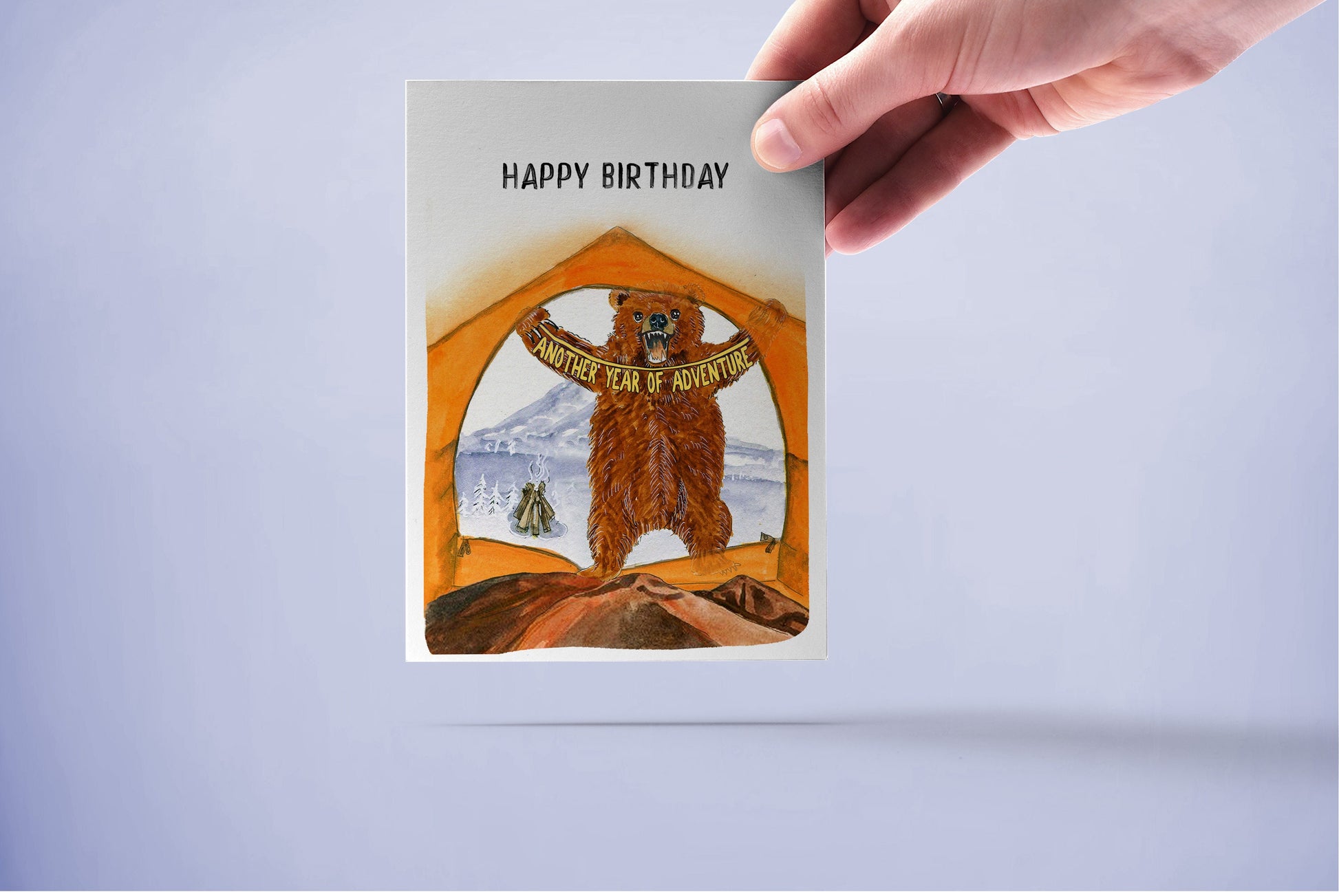 Camping Bear Birthday Cards Funny - Happy Camper Gifts - Grizzly Bear Card