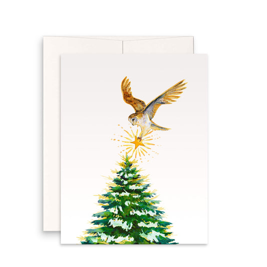 Barn Owl Winter Holiday Card Pack - Farmhouse Christmas Cards Handmade For Friends