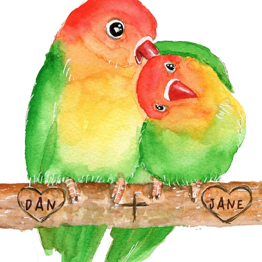 Lovebird Couple Valentine's Day Card For Wife - Cute Anniversary Card For Boyfriend - Custom Anniversary Card For Husband