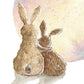 Watercolor Moon Easter Bunny Greeting Card For Her - Handmade Easter Cards For Kids