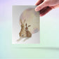 Watercolor Moon Easter Bunny Greeting Card For Her - Handmade Easter Cards For Kids