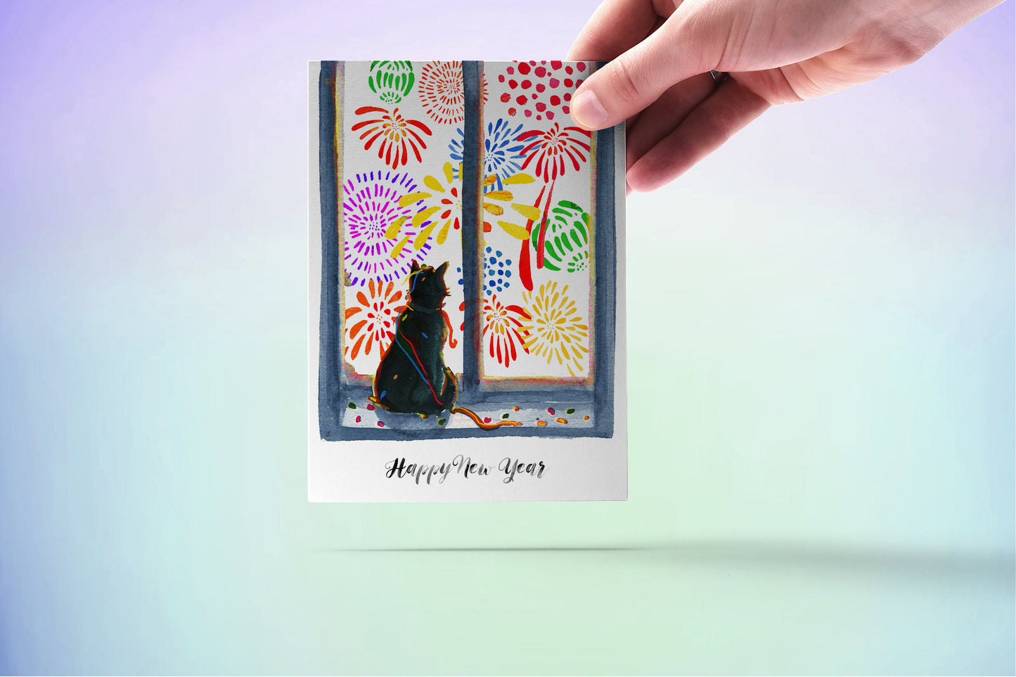 Happy New Year Cards 2022 - Black Cat New Year Eve Fireworks Gifts For Mom