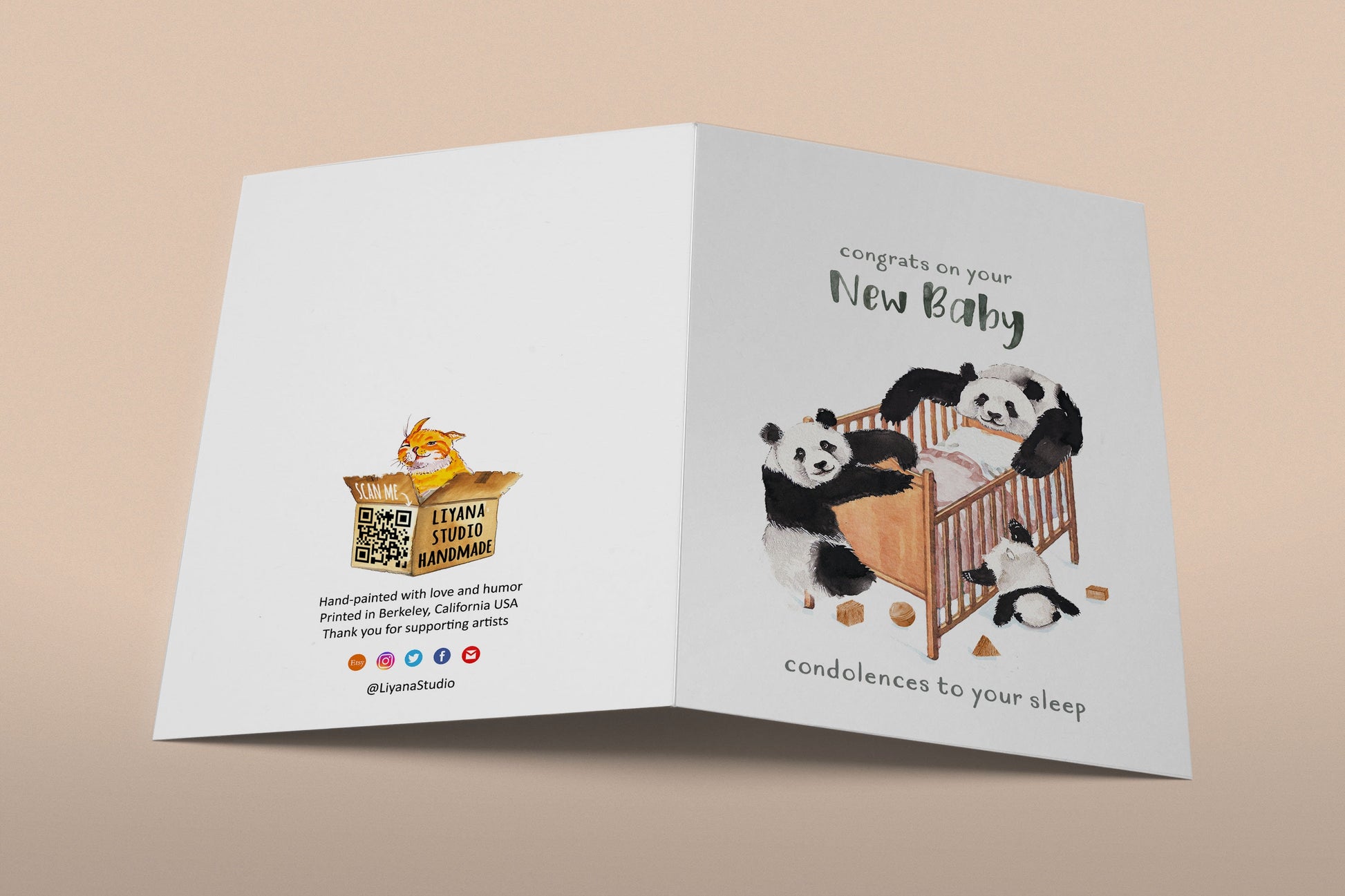 Panda New Parents Congratulations Baby Card - New Baby Card Funny - Baby Shower Gift For New Dad New Mom