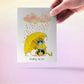 Silver Lining Cat Thinking Of You Card For Best Friends - Sympathy Card From Black And White Tuxedo Cat - Rainy Day Cloud