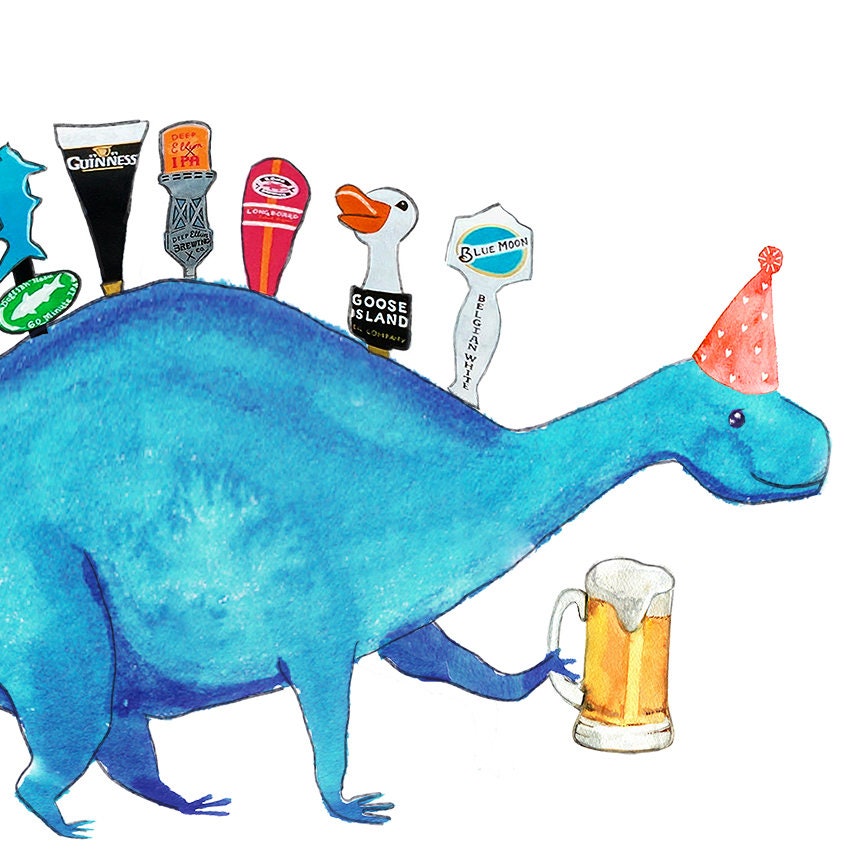 Dinosaur Beer Birthday Card Funny - 21st Birthday Card For Brother Beer Lover Gift