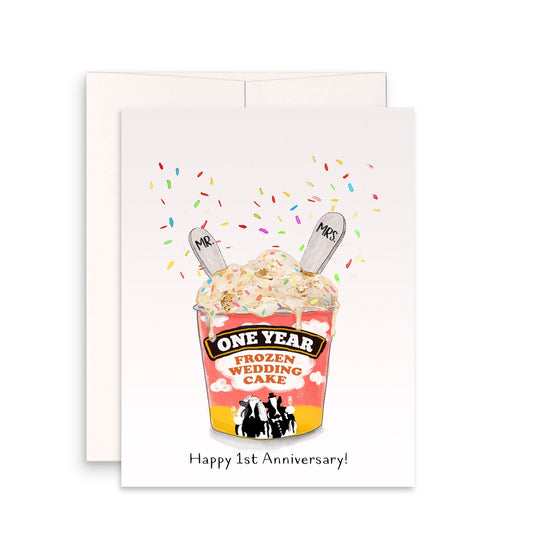 1st Wedding Anniversary Card For Him - Frozen Wedding Cake Tradition - Funny Anniversary Gifts For Husband