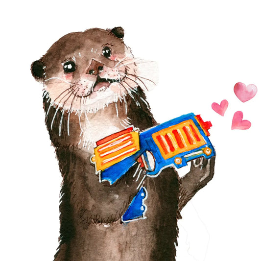 Dart War Otter Anniversary Card For Husband - Pew Pew I Love You Card For Girlfriend - Funny Valentines Day Card For Boyfriend