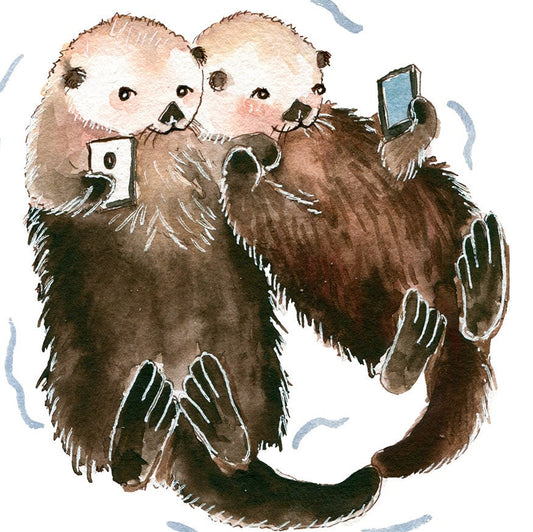 Otter Couple Valentines Day Card For Him - Anniversary Card For Husband- Funny Valentine Card For Boyfriend - Cell Phone Lover