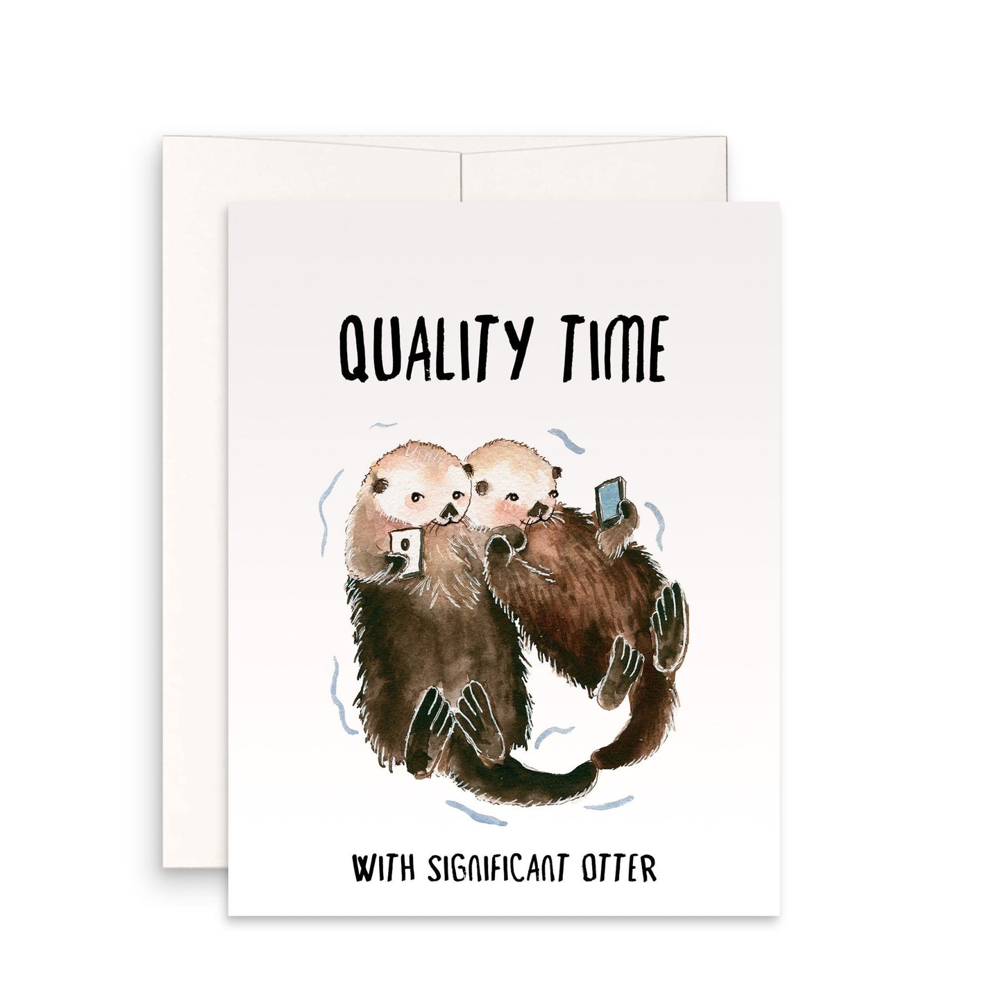 Otter Couple Valentines Day Card For Him - Anniversary Card For Husband- Funny Valentine Card For Boyfriend - Cell Phone Lover