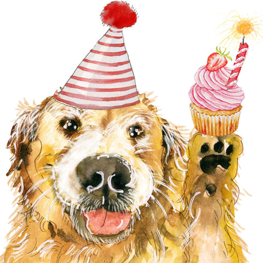 Oldie Goldie Dog Birthday Card Funny - 60th Birthday Gift From The Dog - Golden Retriever Dog Card